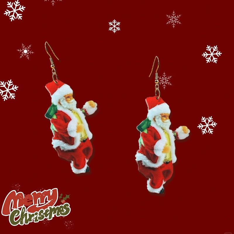 Christmas earrings Santa acrylic classic cartoon style красный