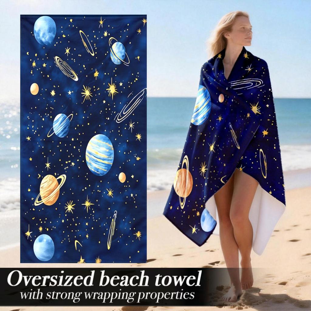 Space Galaxy Oversized Beach Towel Patterned Sunscreen And Windproof Suitable For Swimming Pool Camping Travel Blanket