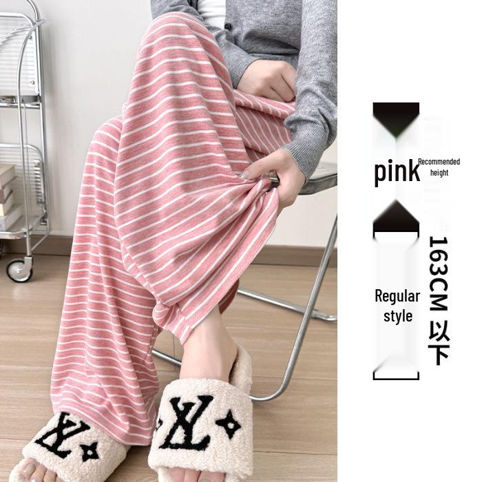 

Мягкие полосатые брюки палаццо из клейкого риса - Женские осенне-зимние повседневные брюки в пол свободного кроя Extra Large