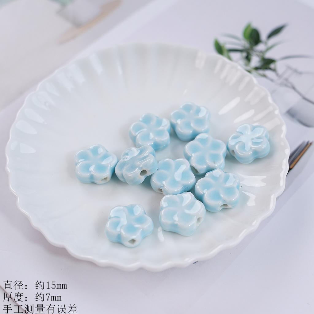 15Mm plum blossom sheet loose beads ceramic necklace bracelet DIY handmade creative bead manufacturer
