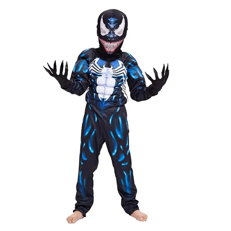 Kids Black Spider Costume Superhero Costume Onesie 3D Spandex Unisex Jumpsuit Bodysuit for Kids Halloween Cosplay