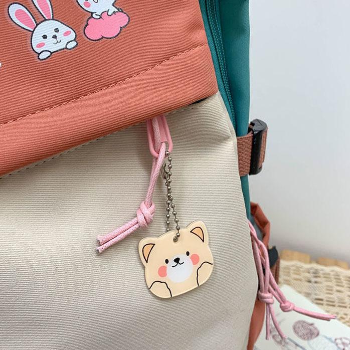 Încântător cu pandantiv de rață ghiozdan impermeabil, insigne drăguțe pentru fete, rucsac din nailon, în stil preppy, rucsac de culoare contrastantă, versatil