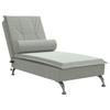 Massage Chaise Lounge with Neck Roll Light Grey Velvet