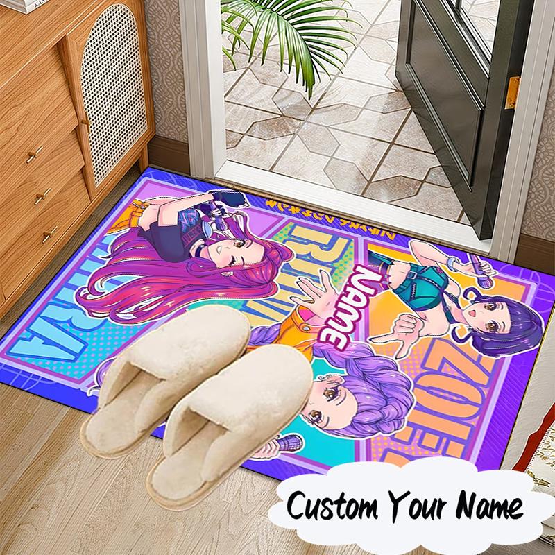Custom Name KPop Cartoon Carpet, Chair Rug,Area Rug for Office Bedroom living rooms bedroom, Doormat decor Christmas fan gifts