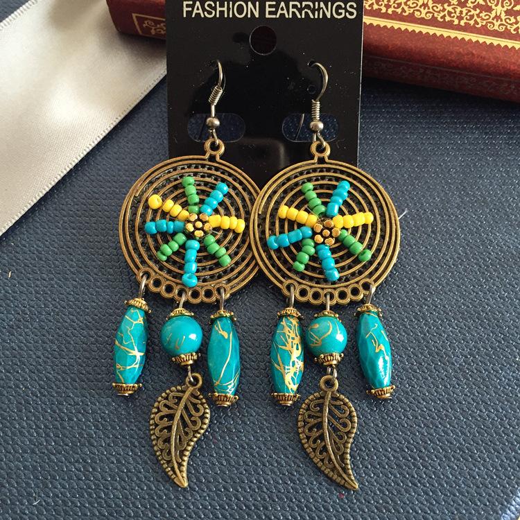 

Винтажные серьги знаменитостей Модные преувеличенные богемные серьги с кисточками, жемчугом, бронзовые, длинные, с бусинами