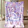 Fantasy Unicorn Art Theme Blanket Lightweight Warm Flannel Blanket Decorative Throw Blanket for Home Decoration
