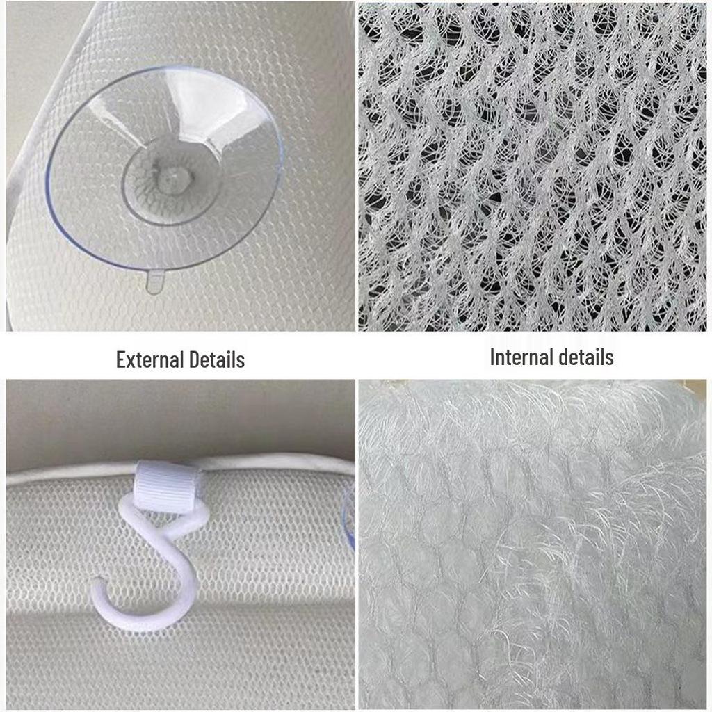In Stock 4D Machine Washable Bath Pillow with 6 Suction Cups for Back Support