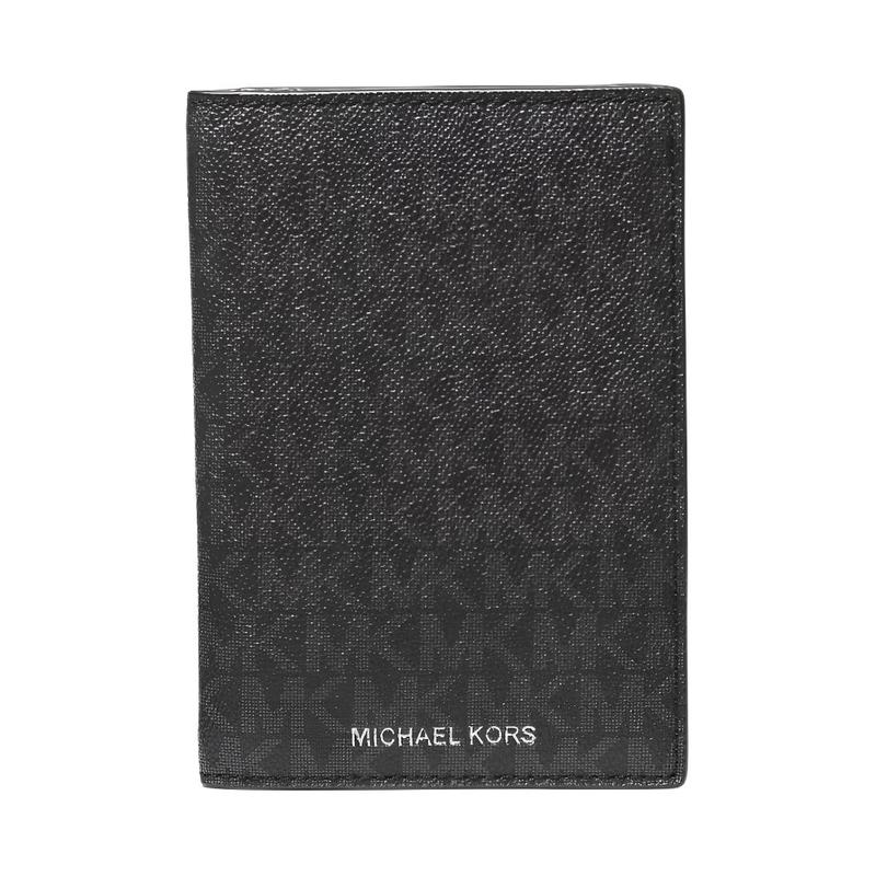 MICHAEL KORS Logo bi-fold design, artificial leather, passport bag, men s black чёрный