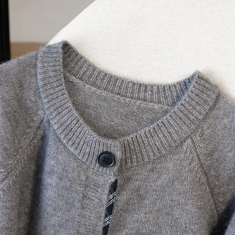 Women's Plaid Patchwork Fake Two-Piece Knit Top