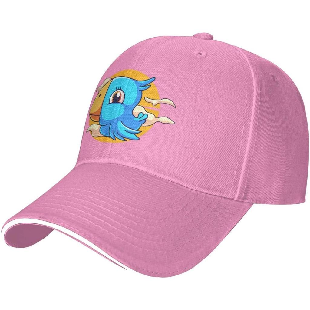 Cute Blue Bird Flying Cartoon Baseball Cap Polyester Adjustable Sun Hat for Adults Casual
