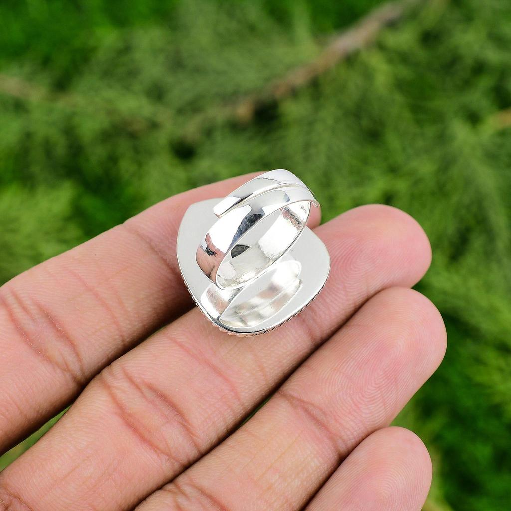 Natural Silver Leaf Jasper Promise Engagement Wife Ring Jewelry Sterling Silver
