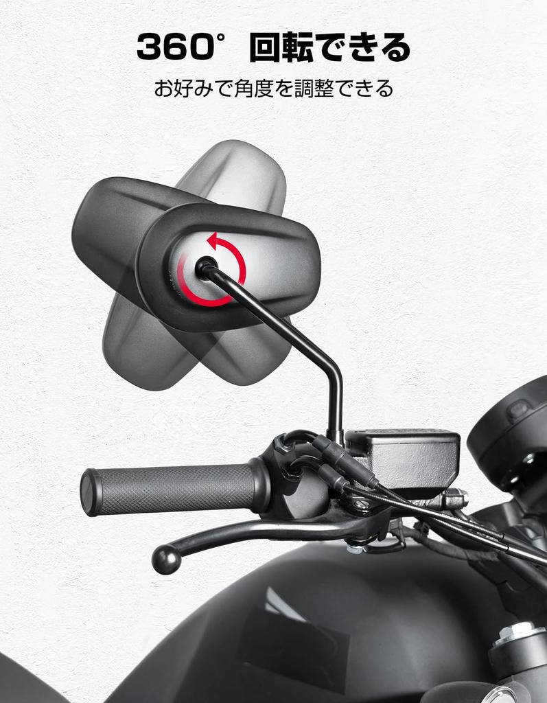KEMIMOTO KM3106 Motorcycle Mirror, 0.4 Inches (10 Mm), Left and Right Set, Off-Road Mirror,