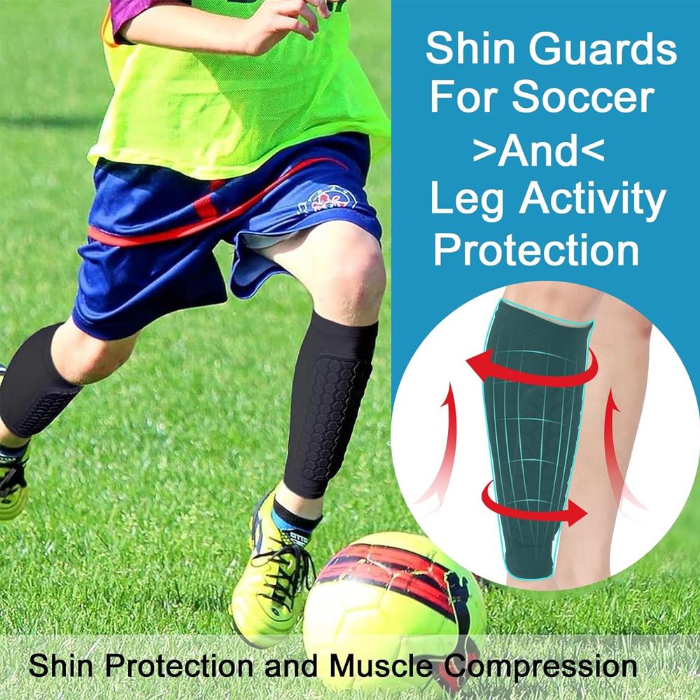 Durable And Safe 1Pcs Soccer Shin Guards Pads Shin Defender Shin Guards Calf Compression Sleeve With Honeycomb Pads Protective Soccer Shin Pad