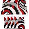 Black Red Retro Modern Swirl Linen Placemats Set of 4, Washable Heat Resistant Table Mats for Dining Table Kitchen Party Holiday Outdoor Farmhouse