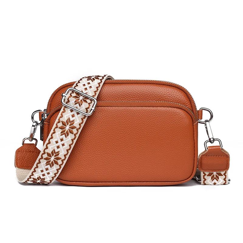 New high-quality genuine leather women's crossbody bags  shoulder luxury  solid color  cowhide  feminine messenger tote bag