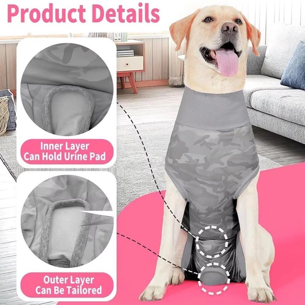 Elastischer Hunde-Erholungsanzug Atmungsaktiver Weicher Hund Anti-Leck-Overall Vierbeiner Waschbar Haustier Angstweste Kastration