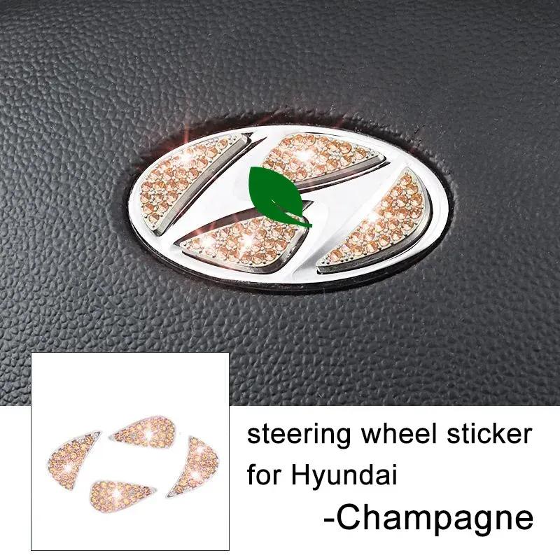 3D Bling Steering Wheel Emblem Sticker Decal Rhinestone Women Accessories Decoration for Hyundai All Models