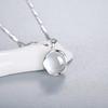 925 Sterling Silver Round Pendant Necklace - Elegant, Minimalistic, Versatile Water Wave Chain for Women