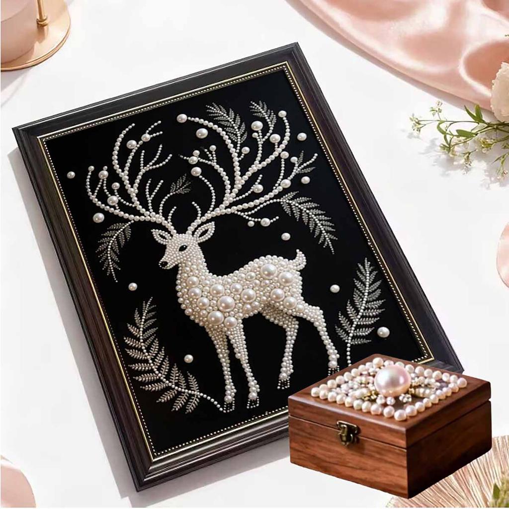 DIY Little Deer Pearl Art Painting for Home Wall Decor Pearl Gem Paintings Picture Arts Craft  for Adults/Beginners Gift Idea Home Decor Without Frame