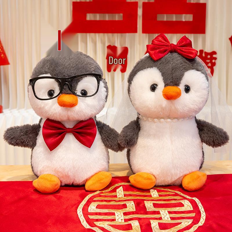 Pair of Penguin Plush Toys for Wedding Bedroom Decoration and Gifts