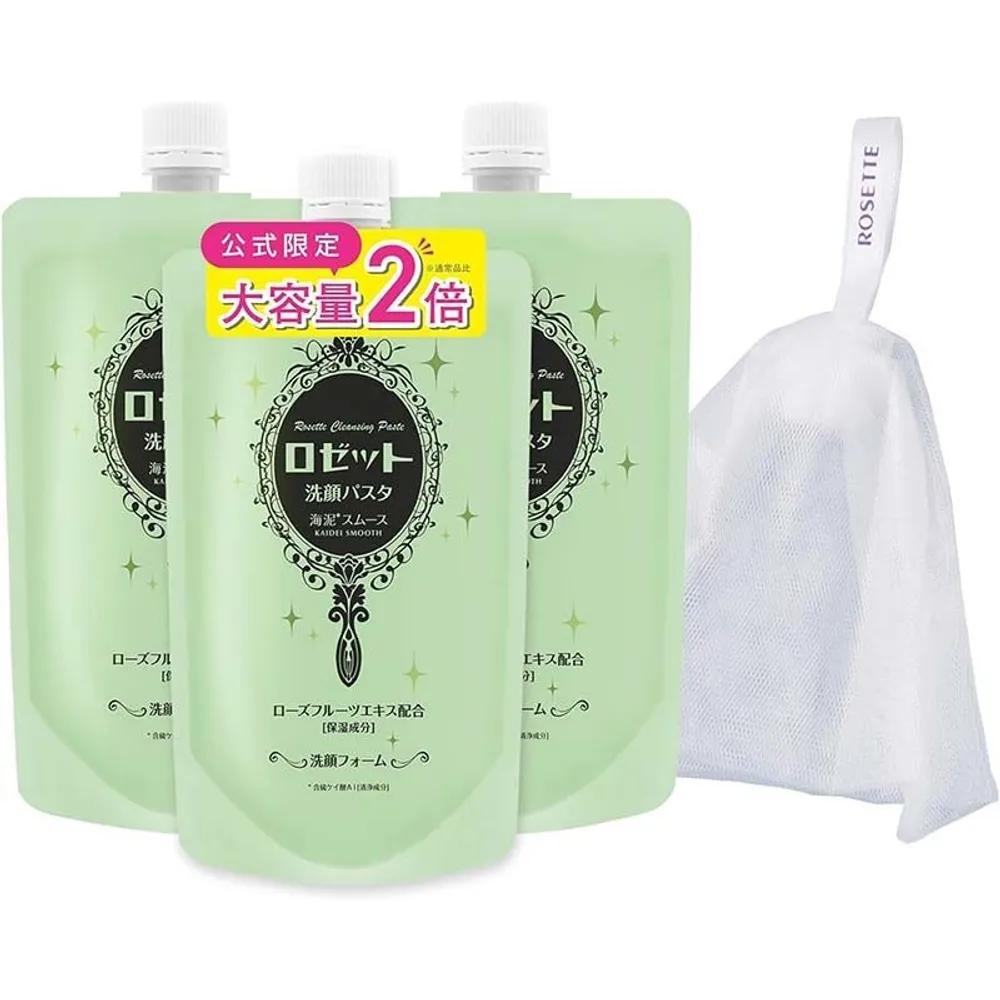 ROSETTE Sea Mud Smooth Facial Cleansing Pasta Bubble Cleansing Cleanser 240g 3 Packs