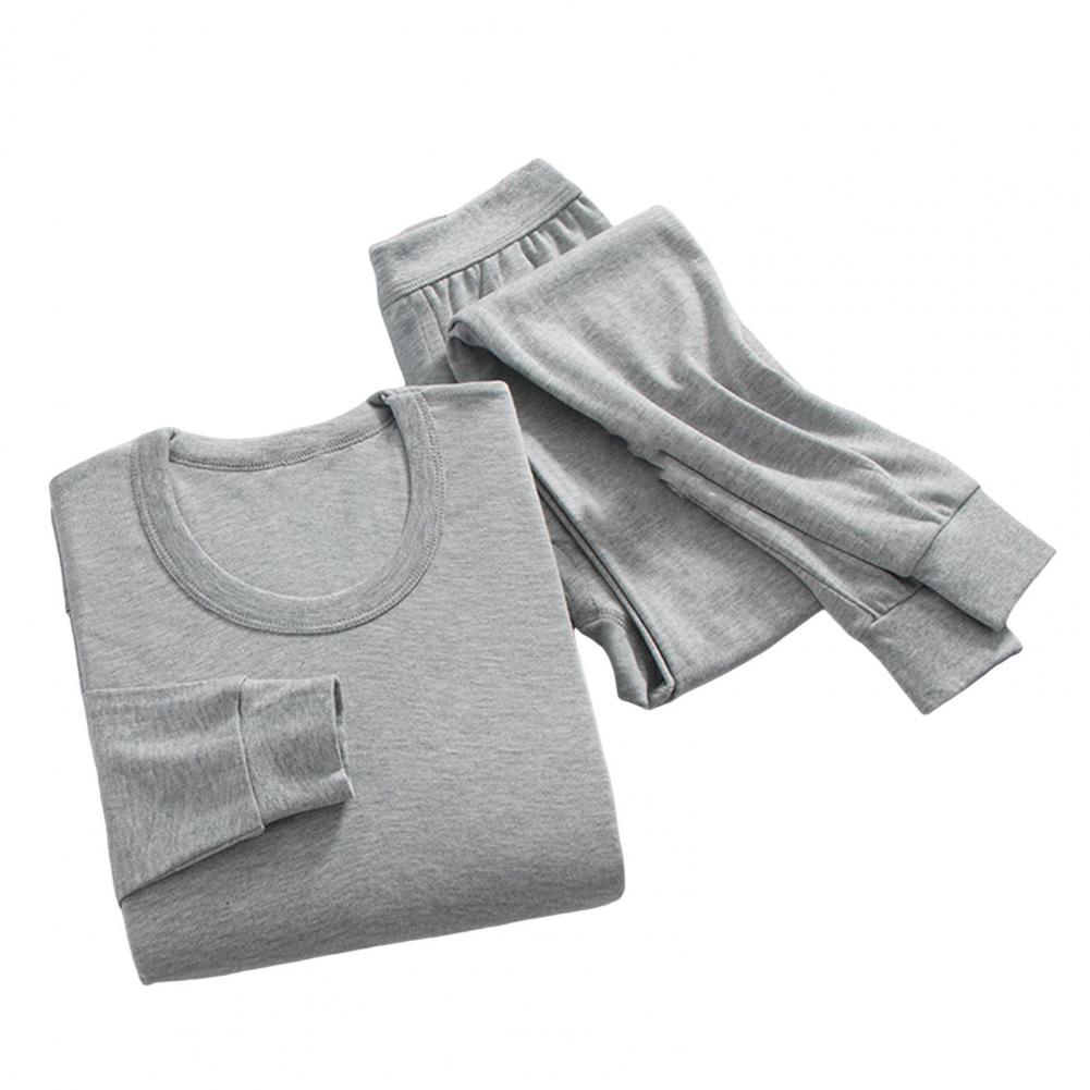 Round Neck Loungewear Mens O-neck Long Sleeve Pajama Collection with Elastic Waist Pants 2 Piece Single Color Homewear for Comfortable