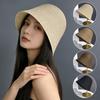 Solid Color Straw Hat Lightweight Foldable Fisherman Cap Women Summer Sun Hats Outdoor UV Protection Bucket Cap Beach Visors
