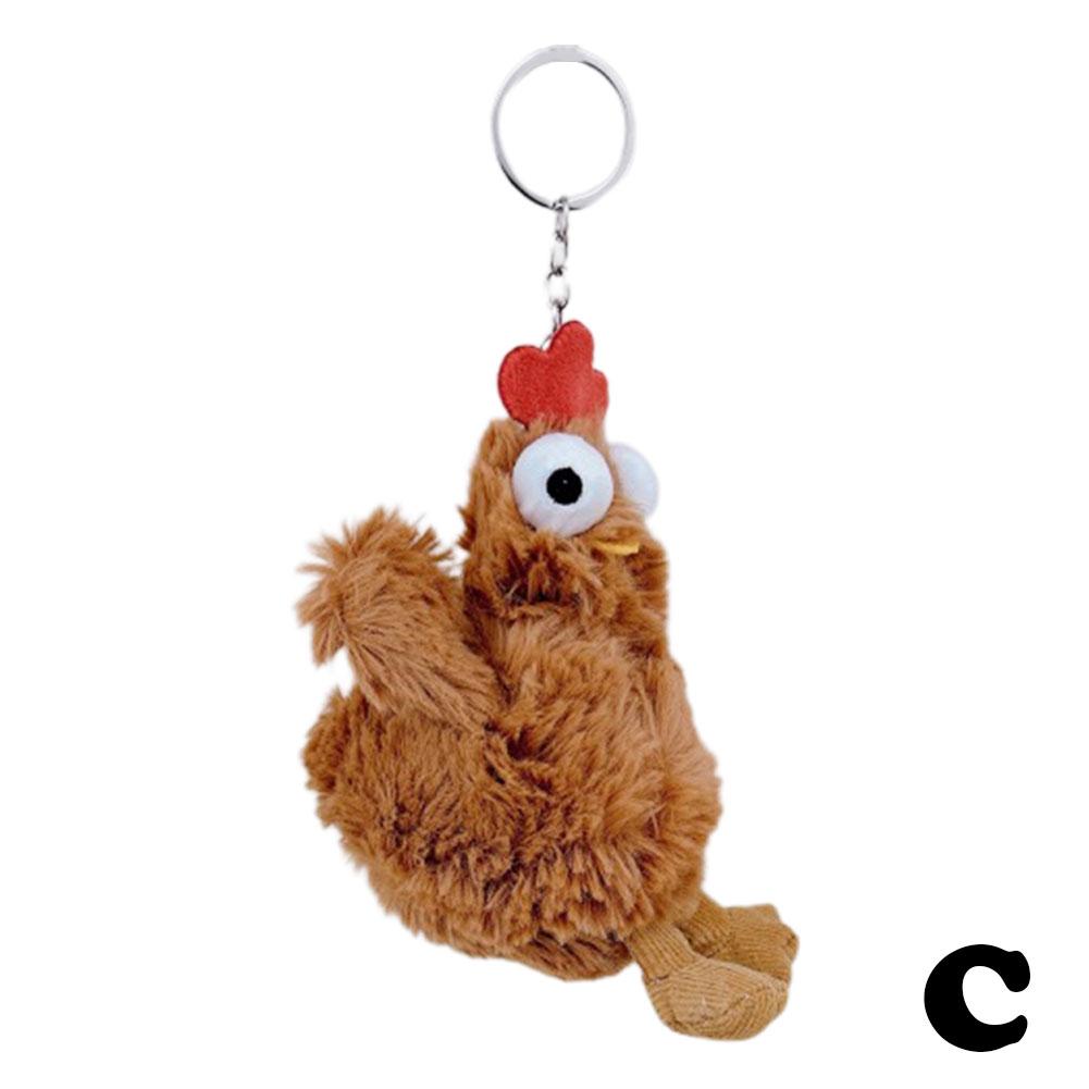 

12Cm Plush Chicken Keychain Egg Laying Hens Animation Squeaking Doll Plaything Schoolbag Pendant Bag Decoration Plush Stuffed Present