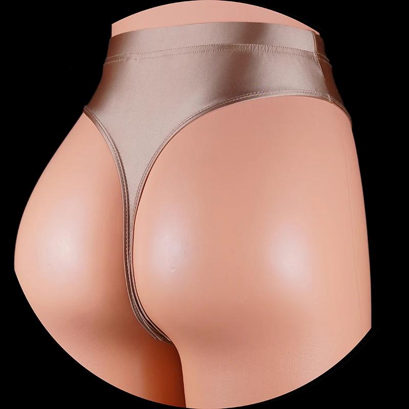 Japan Style Women Sexy thongs Shiny Smooth High Waist G-string Sexy T-Back lingerie Thong UnderWear Satin Glossy Femme Tight