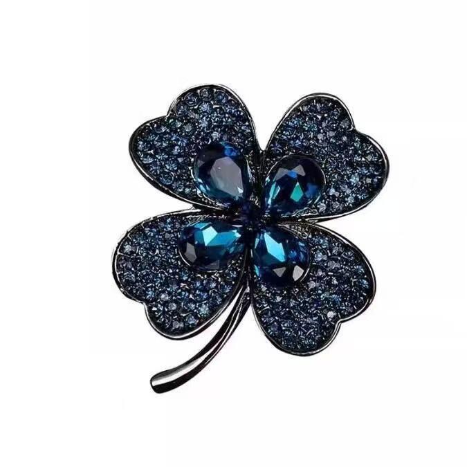 Four-Leaf Clover Brooch: Elegant Women s Suit Pin Accessory