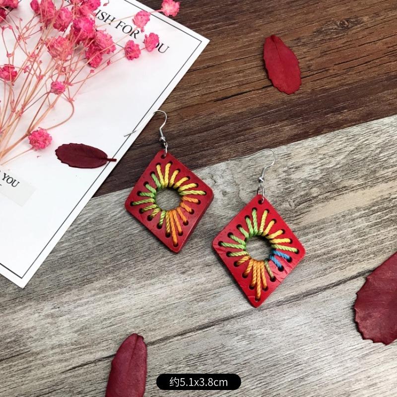 Natural handmade coconut shell earrings Bohemian women's retro cute versatile earrings temperament earrings