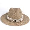 New Women's Spring and Summer Panama Gentleman's Top Hat, Mixed-color Straw Hat, Fashionable and Personalized Hollow Hand-woven Decorative Hat