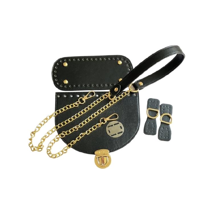Leather Bag Making Kits DIY Leather Bag Knitting Set Shoulder Strap Top Zipper Lock for Crochet Handbag Shoulder Bags