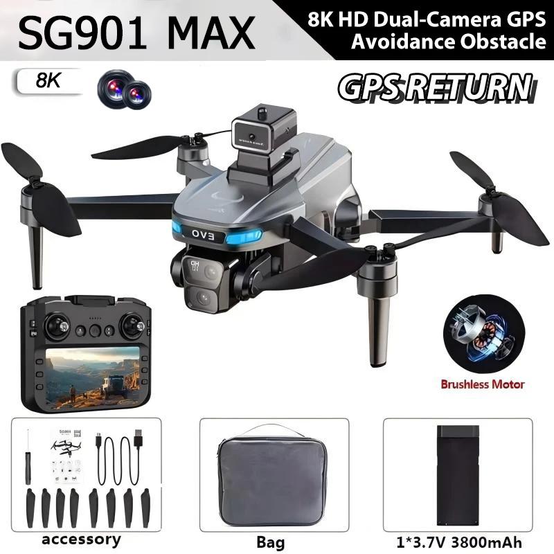 Drone SG901 MAX GPS Profissional 8K Aéreo HD Evitando Obstáculos com Tela Maior Controle Remoto Dobrável Drone Sem Escovas