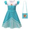 Vestido Cosplay Rosalina Super Mario para Meninas, Vestido de Princesa Azul, Fantasia para Festa de Halloween e Apresentação de Palco, Presente de Aniversário para Crianças