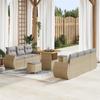10-Piece Garden Sofa Set with Beige Cushions Poly Rattan Acacia 3361837