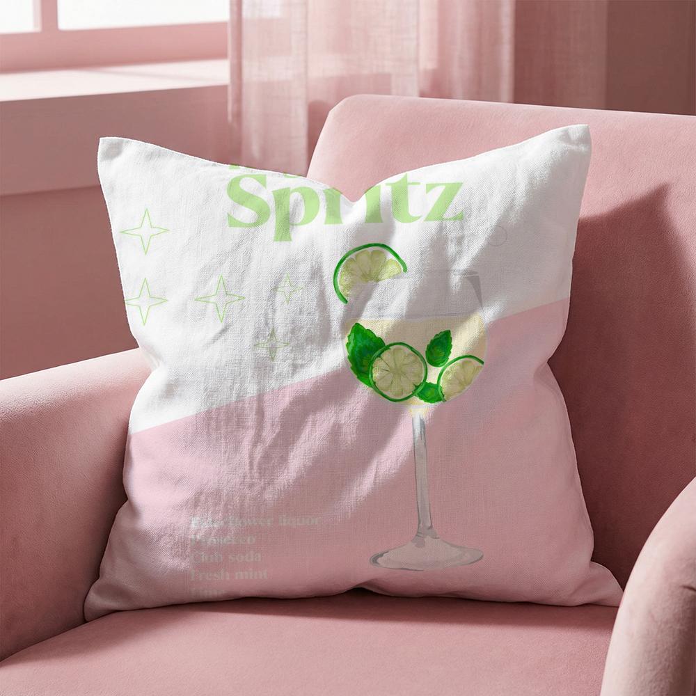 Hugo Spritz Cocktail Cushion Cover Multi-Scene Pillow Cover for Home & Car - Reversible, Soft & Durable for Daily Use