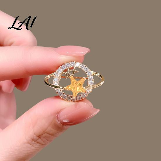 Clothing Decorative Pin Rhinestone Planet Star Brooch Pin Hollow Badge Jewelry Accessory for Suits Coats Scarves Shawls Bags Decoration