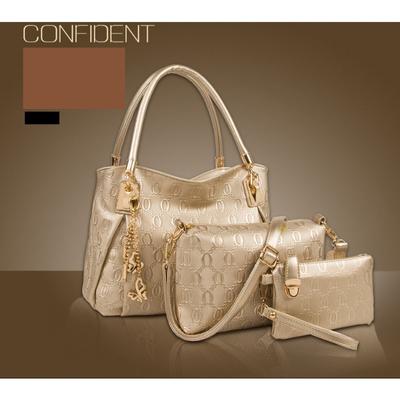 Damestas Europese en Amerikaanse vintage mode reliëf driedelige hoes moedertas één schouder crossbody handtas