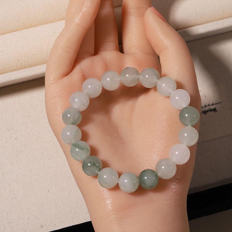 Tianshan Smaragd Jade Armband mit goldenem Faden & schwebenden Blumen für Damen & Herren