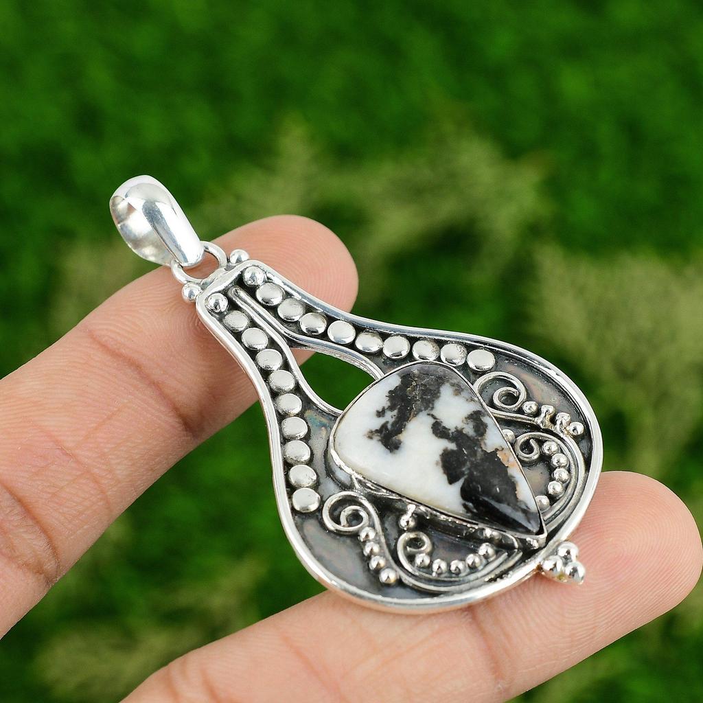 Daughters Day Sale Zebra Jasper Stone Sister Engagement Pendant Sterling Silver