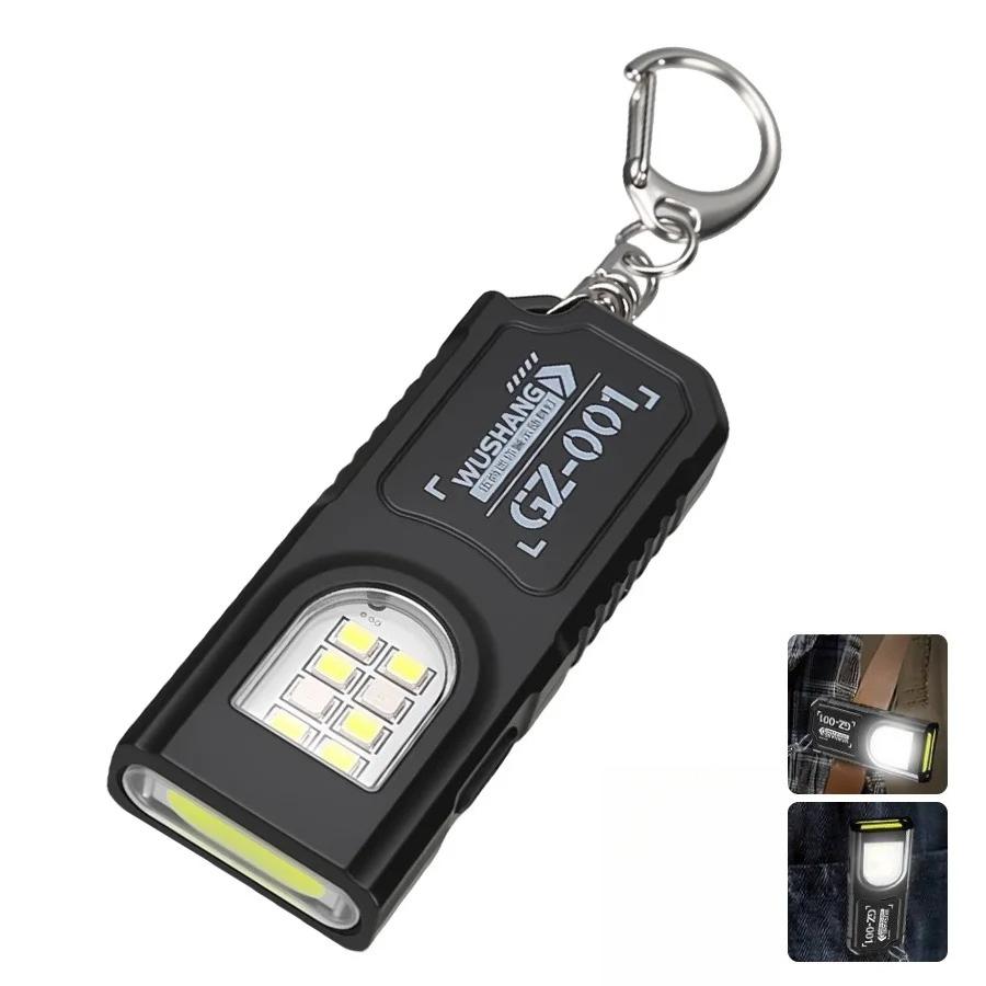 

Многофункциональный брелок-фонарик USB Перезаряжаемый мини-фонарик с COB рабочей лампой Брелок Кемпинг Прогулки Карманный фонарь 1 PC