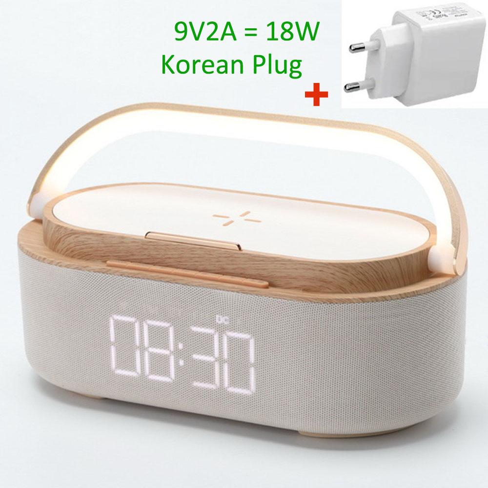 Rechargeable FM Radio LED Alarm Clock with 15W Wireless ChargerBluetooth Speaker and Night Light Function. Gift Ideas for Decor