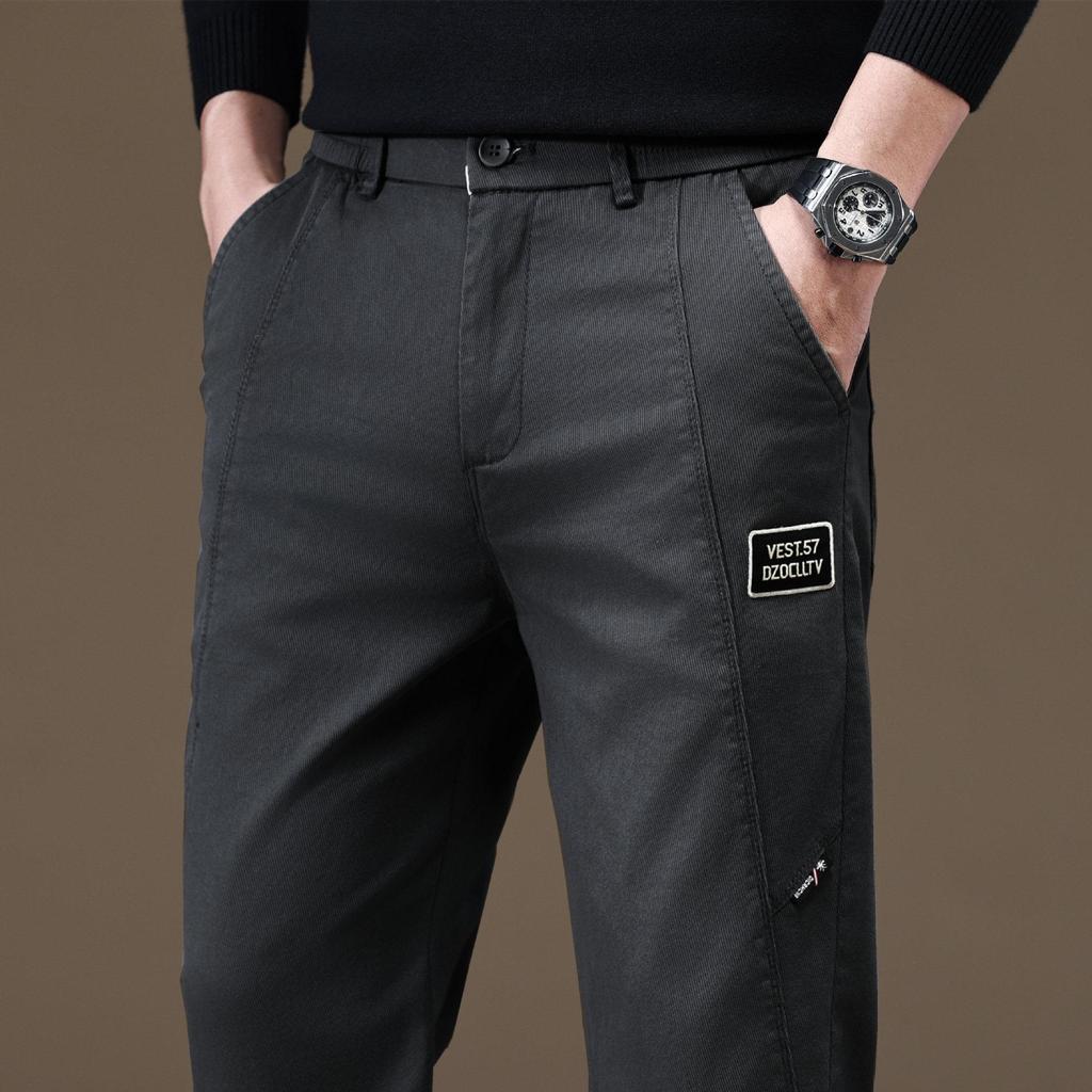 Business Casual Pants Men's Autumn Fashion Trend Splicing Straight Slim Pants
