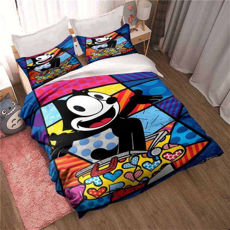 Fashion Cartoon Felix Cat Bedding Set Fashion 3D Printing Home Decoration Boy Girl King Size Bedding Set Quilt Cover Pillowcas
