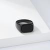 Cold Wind Square Black Gemstone Titanium Steel Ring Men's Niche High-end Sense Literary Temperament Ring