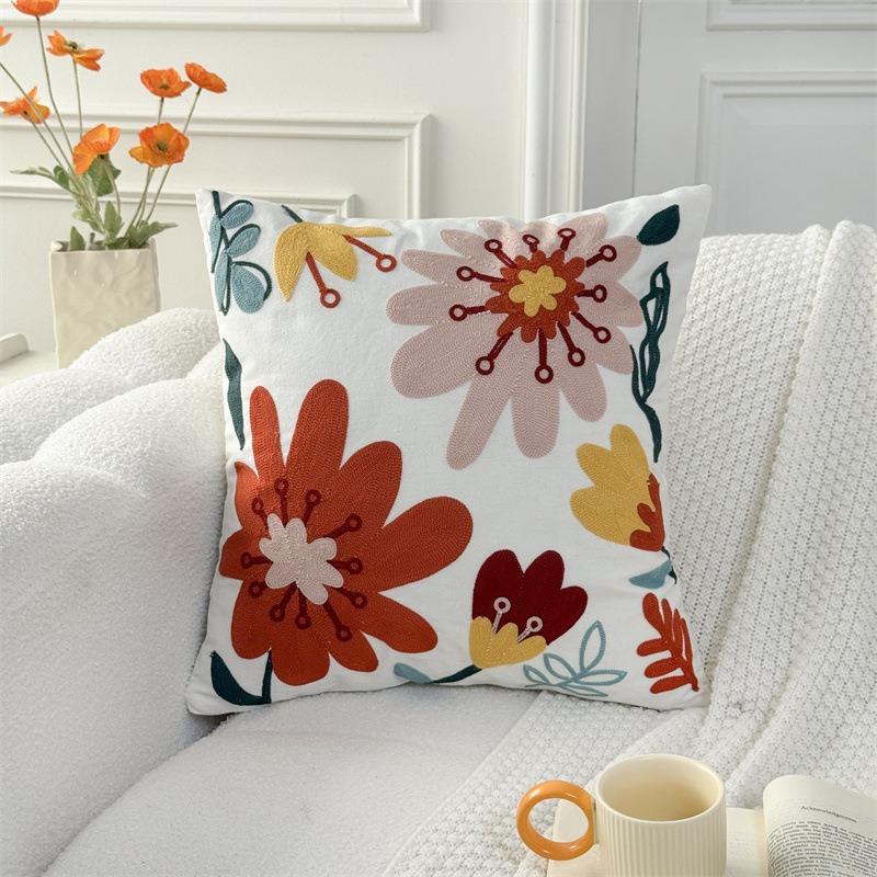 Yellow Tulip Flower Cushion Cover 2D Peach Skin Pillow Case Nordic Floral Throw Pillows For Sofa Living Room Home Decor Office