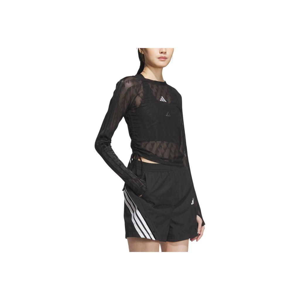 Adidas Story Síťované Sportovní Ležérní Slim Fit Tričko s Kulatým Výstřihem a Dlouhým Rukávem Dámské Topy KB7607