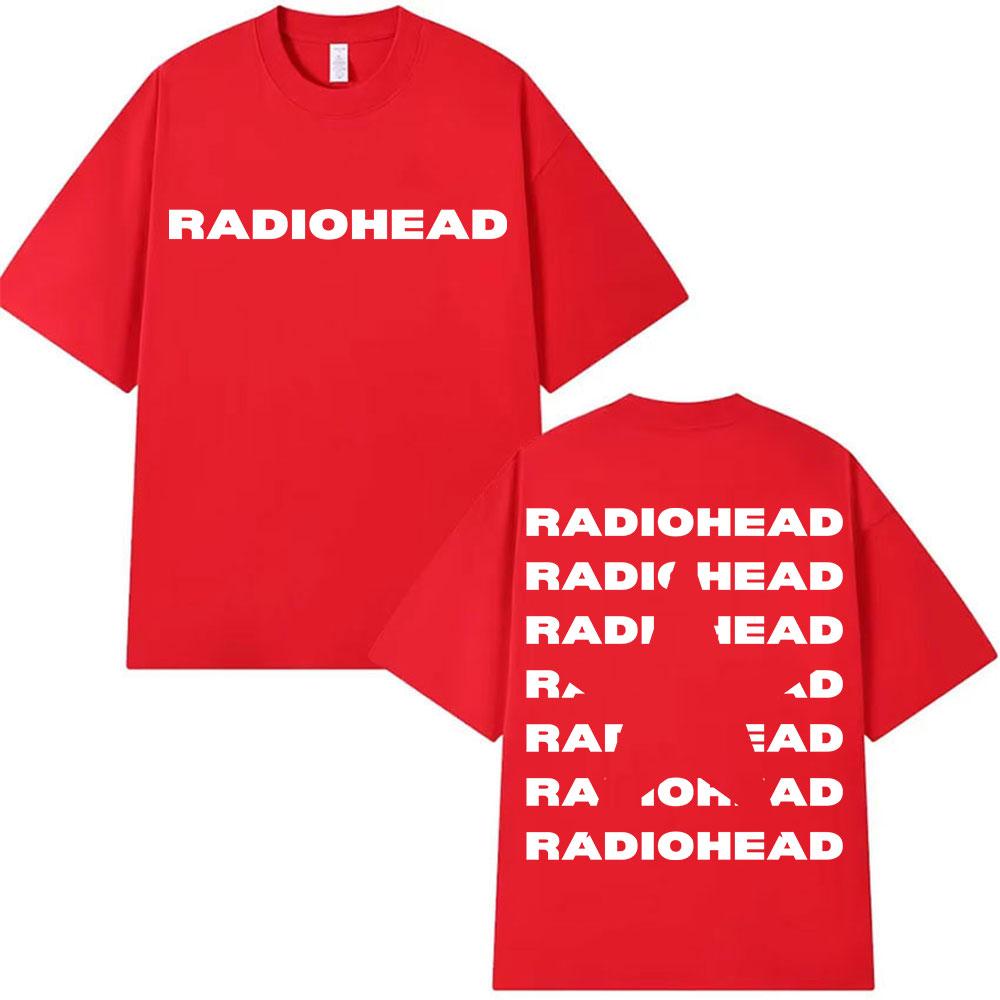Rock Band Radiohead Tour 2025 Logo T Shirts Mens Fashion Pop Clothing Oversized Tshirt Unisex Hip Hop High Quality Cotton Tees