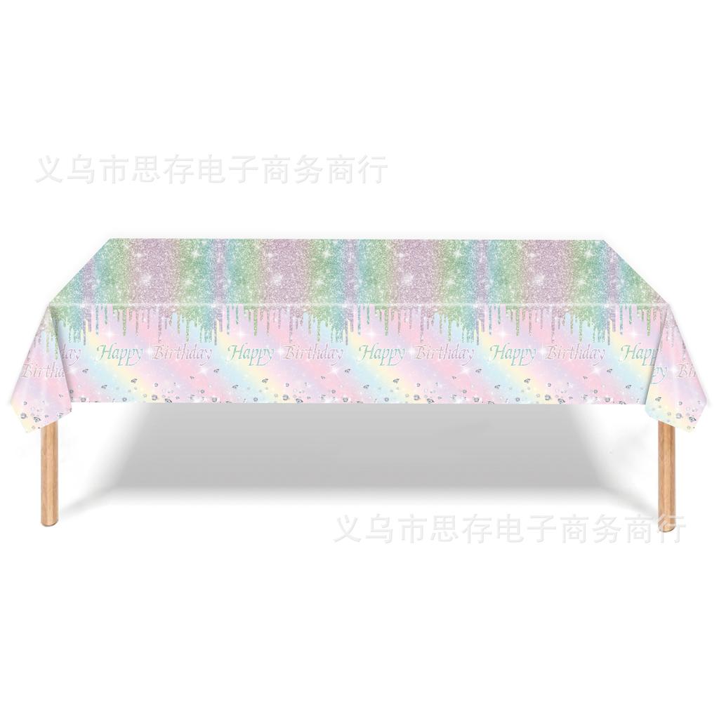 Diamond Colored Birthday Tableware Set Disposable Tablecloth Paper Plate Paper Cup Paper Towel Party Supplies Colored Diamonds